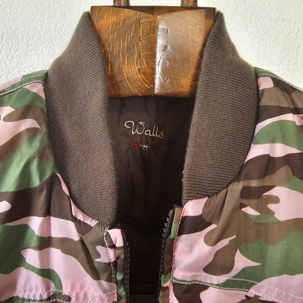 VTG Y2K Walls Pink Camo Western Puffer Vest Womens Medium Country Concert Yoke